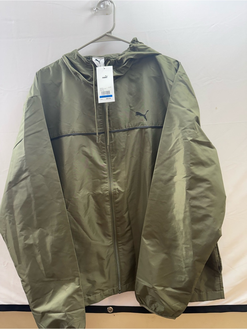 Puma Olive Lightweight Hooded Windbreaker Jacket